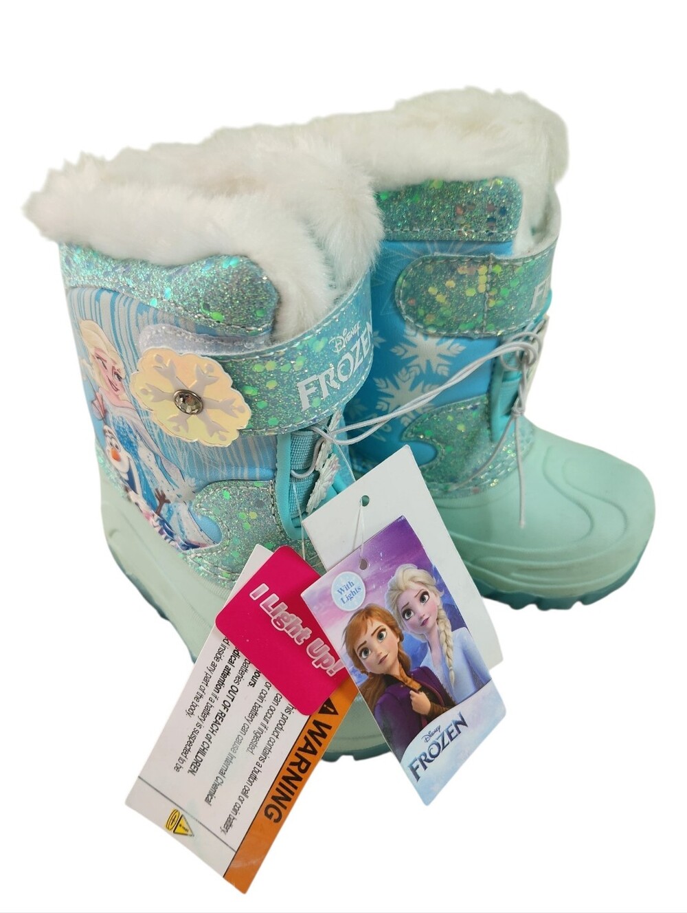 NWT Disney Frozen Toddler Girl Light Up Boots Waterproof Winter Boots Size 7